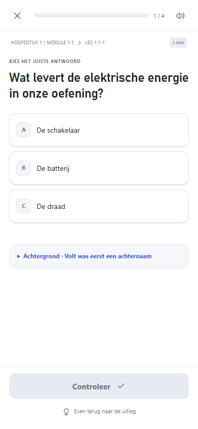 Een oefening in de Vakklik-testversie