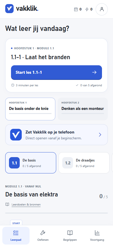 Jouw leerpad in de Vakklik-testversie